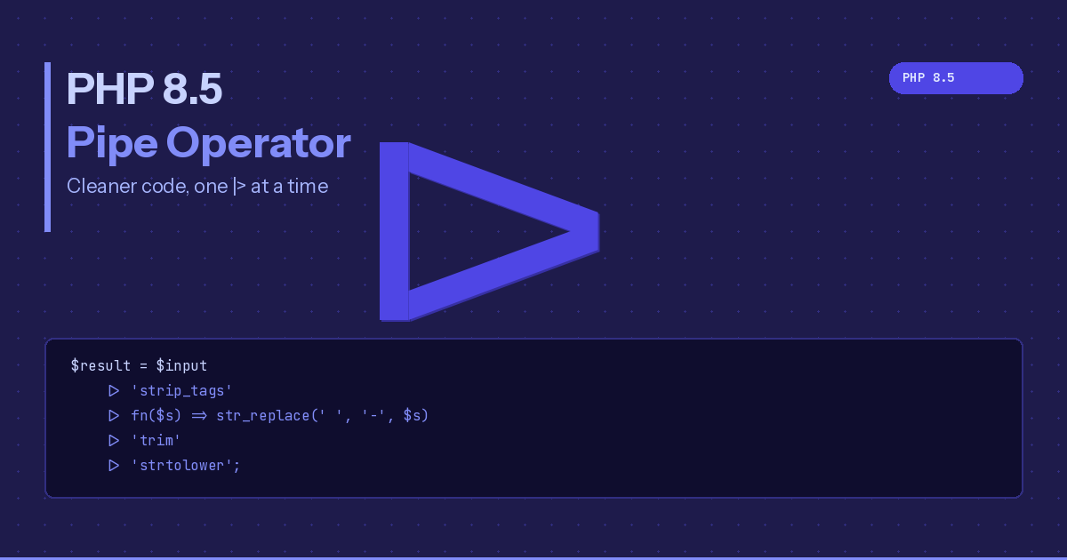 Preview image for The PHP 8.5 Pipe Operator