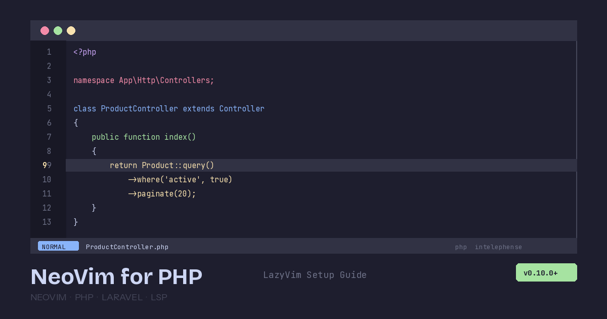 Preview image for Setting Up NeoVim as a PHP IDE: A LazyVim-Based Guide for 2026