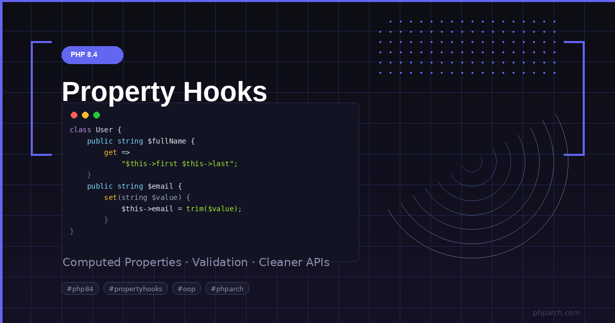 Preview image for PHP 8.4 Property Hooks: Cleaner Object APIs Without Magic Methods