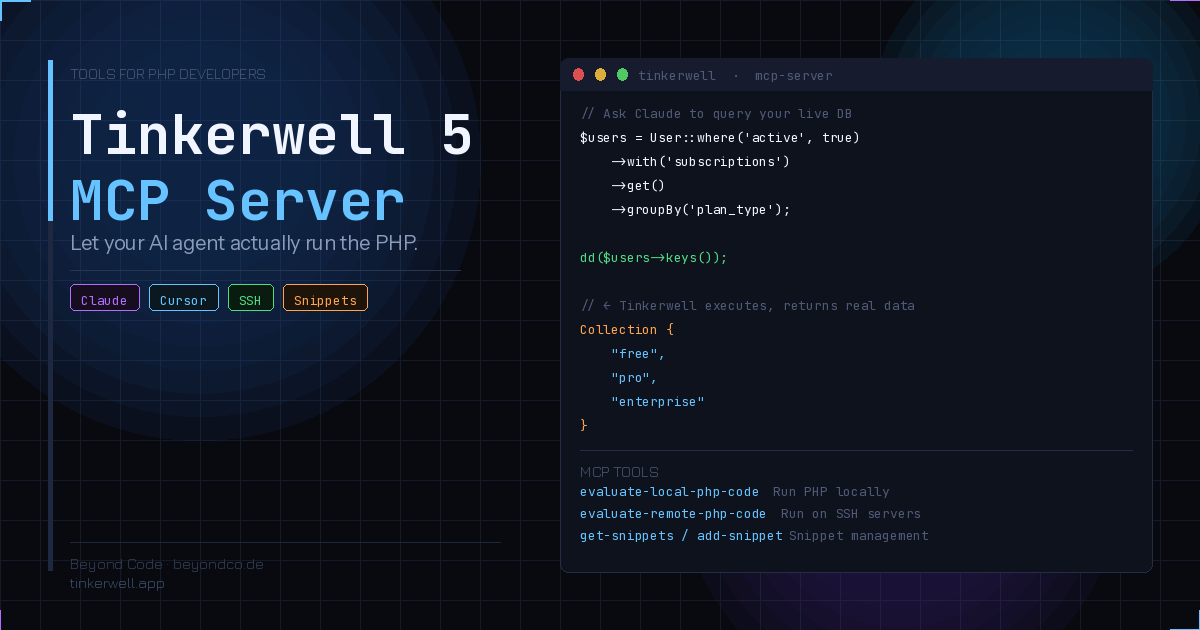 Preview image for Tinkerwell 5's MCP Server: Let Your AI Agent Actually Run the PHP