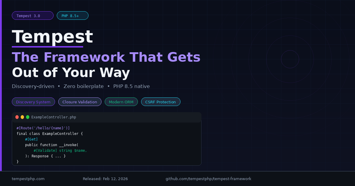 Featured image for "Tempest 3.0: The PHP Framework That Gets Out of Your Way"