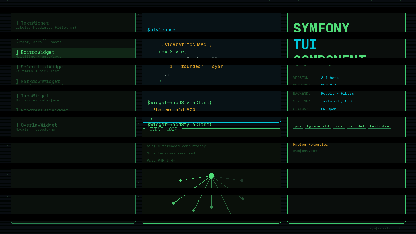 Featured image for "Building Rich Terminal UIs in PHP with the Symfony Tui Component"