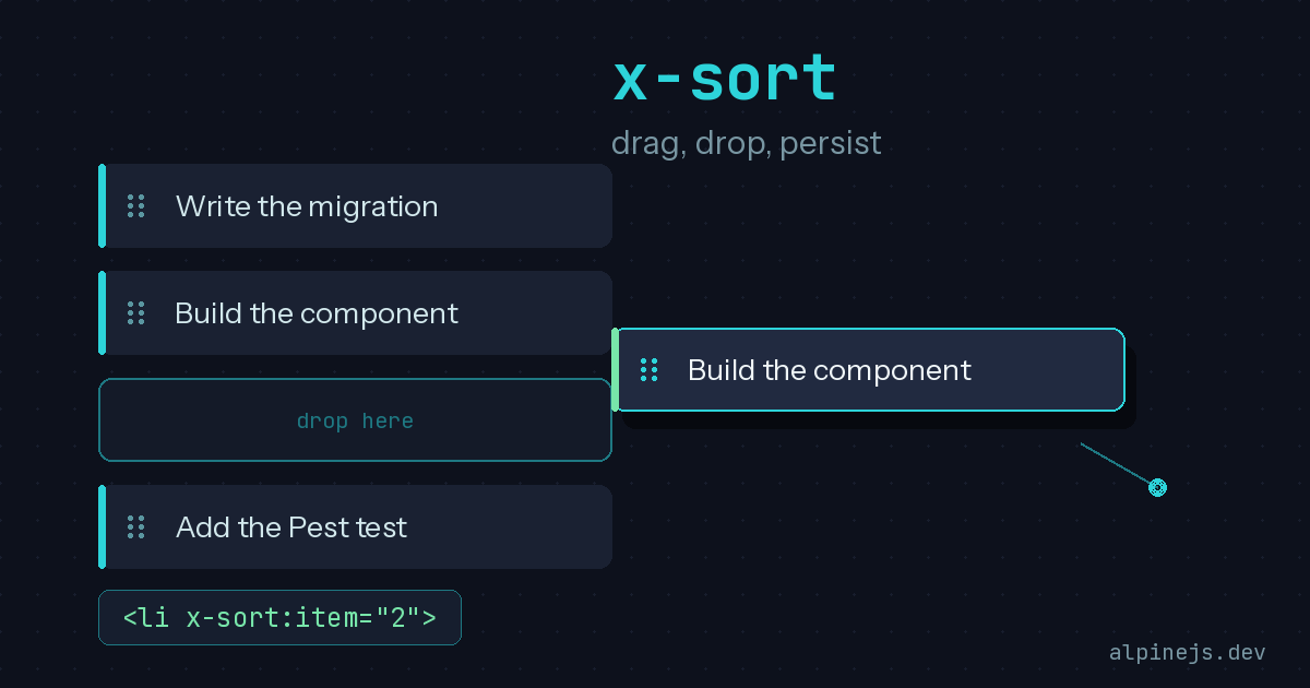 Featured image for "Drag-and-Drop That Survives a Refresh: Alpine's Sort Plugin with Laravel"